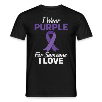 Je porte du violet pour quelqu’un - T-shirt homme - noir - Devant - AI Model Male 178 light (178cm)