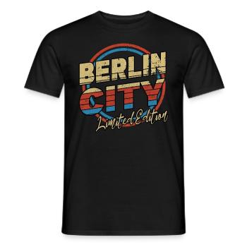 Berlin Germany City Font 80s Style - Men's T-Shirt - black - Front - AI Model Male 178 light (178cm)