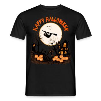 HAPPY HALLOWEEN SLOTH IN THE MOONLIGHT - Men's T-Shirt - black - Front - AI Model Male 178 light (178cm)