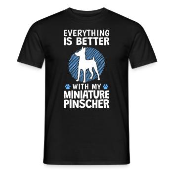 Tout est mieux avec Zwergpinscher Pinscher - T-shirt homme - noir - Devant - AI Model Male 178 light (178cm)