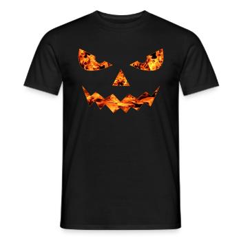 HALLOWEEN FIRE FACE GRIMACE FROM PUMPKIN - Men's T-Shirt - black - Front - AI Model Male 178 light (178cm)