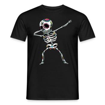 Dabbing Sugar Skull Skeleton Dia De Los Muertos - Men's T-Shirt - black - Front - AI Model Male 178 light (178cm)