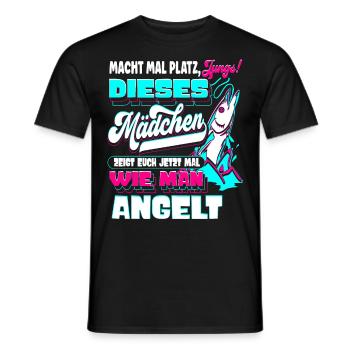 Mädchen Zeigt Jungs Wie Man Angelt Angeln - Männer T-Shirt - Schwarz - Vorne - AI Model Male 178 light (178cm)