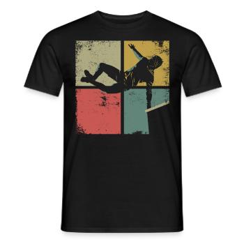 Parkour Free Running Traceur Retro - T-shirt homme - noir - Devant - AI Model Male 178 light (178cm)
