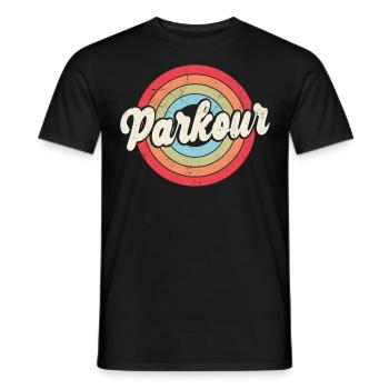 Parkour Free Running Traceur Retro - T-shirt homme - noir - Devant - AI Model Male 178 light (178cm)