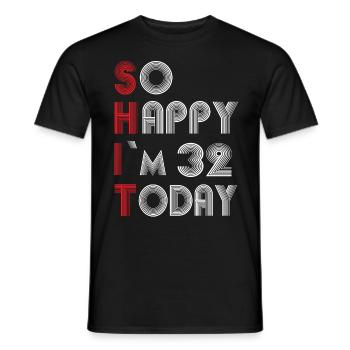 32 birthday - Men's T-Shirt - black - Front - AI Model Male 178 light (178cm)