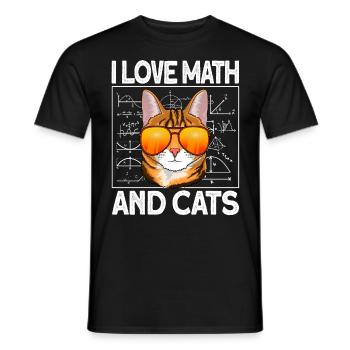 mathematics math teacher cat math arithmetic - Men's T-Shirt - black - Front - AI Model Male 178 light (178cm)