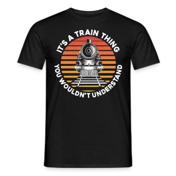 Conducteur de train à vapeur Trainspotting - T-shirt homme - noir - Devant - AI Model Male 178 light (178cm)