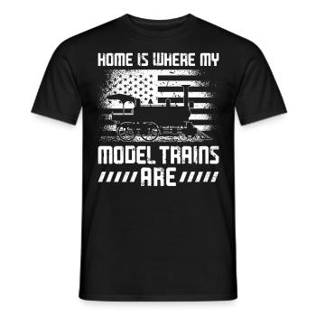 Steam Train Driver Trainspotting - Men's T-Shirt - black - Front - AI Model Male 178 light (178cm)