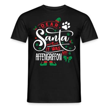 Weihnachten Weihnachtsmann Hund Affengriffon - Männer T-Shirt - Schwarz - Vorne - AI Model Male 178 light (178cm)