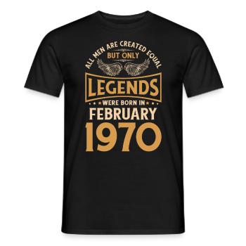 Anniversaire Les légendes sont nées en février 1970 - T-shirt homme - noir - Devant - AI Model Male 178 light (178cm)