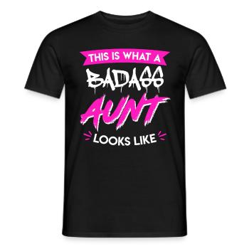 This is what cool aunt from family Badass Aunt looks like - Men's T-Shirt - black - Front - AI Model Male 178 light (178cm)