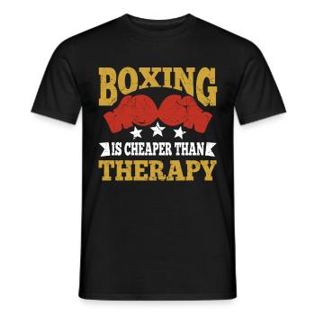 La boxe est moins chère que la thérapie Drôle de boxer cadeaux - T-shirt homme - noir - Devant - AI Model Male 178 light (178cm)