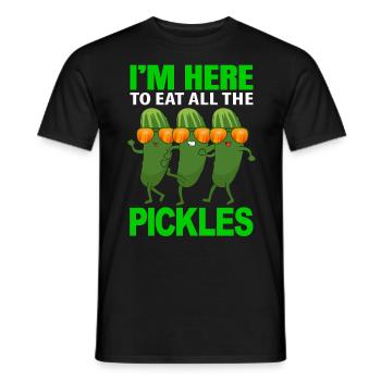 dancing cucumbers dabbing cucumber vegetables - Men's T-Shirt - black - Front - AI Model Male 178 light (178cm)