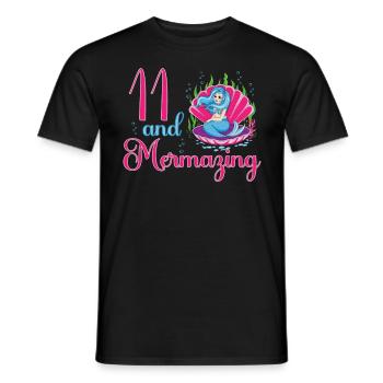 Meerjungfrau 11. Geburtstag mermazing 11 Jahre Alt - Männer T-Shirt - Schwarz - Vorne - AI Model Male 178 light (178cm)