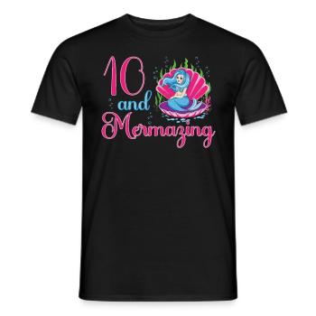 Meerjungfrau 10. Geburtstag mermazing 10 Jahre Alt - Männer T-Shirt - Schwarz - Vorne - AI Model Male 178 light (178cm)