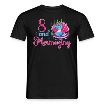 Mermaid 8th birthday mermazing 8 years old - Men's T-Shirt - black - Front - AI Model Male 178 light (178cm)
