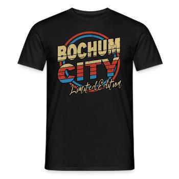 Bochum Germany City Font 80s Style - Men's T-Shirt - black - Front - AI Model Male 178 light (178cm)