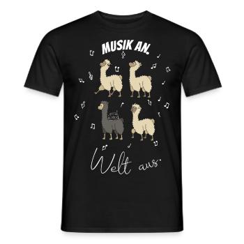 Alpaka- Design für Musiker. Musik an. Welt aus. - Männer T-Shirt - Schwarz - Vorne - AI Model Male 178 light (178cm)