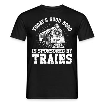 Steam Train Driver Trainspotting - Men's T-Shirt - black - Front - AI Model Male 178 light (178cm)