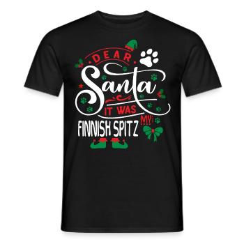Hund Weihnachten Hunderasse Finischer Spitz - Männer T-Shirt - Schwarz - Vorne - AI Model Male 178 light (178cm)