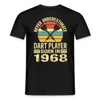 Ne jamais sous-estimer le joueur de fléchettes né en 1968 - T-shirt homme - noir - Devant - AI Model Male 178 light (178cm)