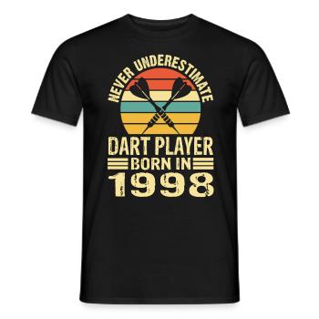 Ne jamais sous-estimer le joueur de fléchettes né en 1998 - T-shirt homme - noir - Devant - AI Model Male 178 light (178cm)