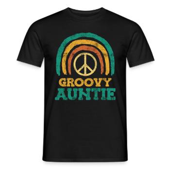 Groovy Auntie Love and Peace Hippie Aunt - Men's T-Shirt - black - Front - AI Model Male 178 light (178cm)