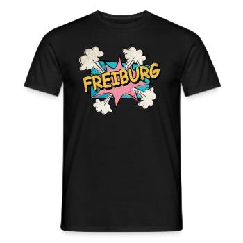 Freiburg Germany City Font Pop Art Comic - Men's T-Shirt - black - Front - AI Model Male 178 light (178cm)