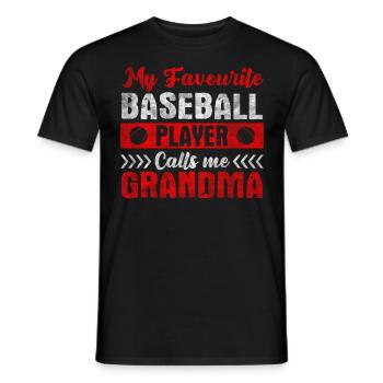 Mon joueur de baseball préféré m’appelle grand-mère - T-shirt homme - noir - Devant - AI Model Male 178 light (178cm)
