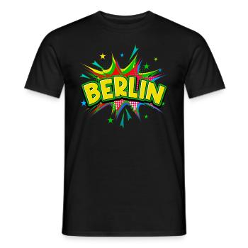 Berlin Germany City Pop Art Comic Art - Men's T-Shirt - black - Front - AI Model Male 178 light (178cm)
