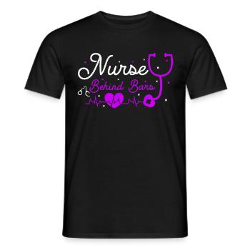 Nurse behind bars nurse in prison - Men's T-Shirt - black - Front - AI Model Male 178 light (178cm)
