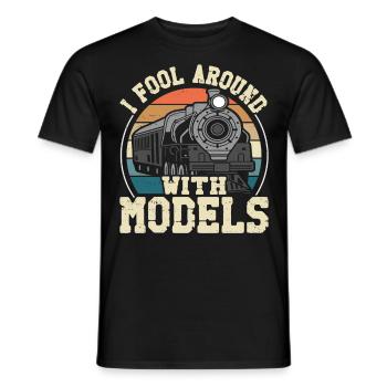 Steam Train Driver Trainspotting - Men's T-Shirt - black - Front - AI Model Male 178 light (178cm)