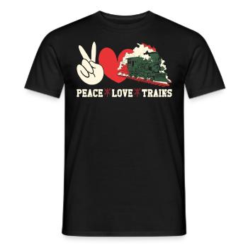 Steam Train Driver Trainspotting - Men's T-Shirt - black - Front - AI Model Male 178 light (178cm)