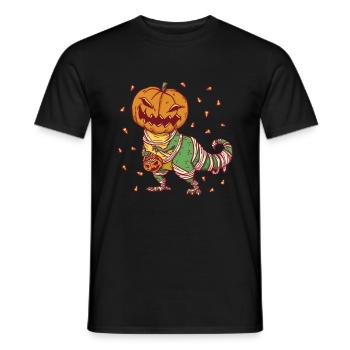 Halloween - Pumpkin Mummy Dinosaur T rex - T-shirt homme - noir - Devant - AI Model Male 178 light (178cm)