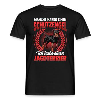 Jagdterrier mein Schutzengel Deutscher Jagdterrier - Männer T-Shirt - Schwarz - Vorne - AI Model Male 178 light (178cm)