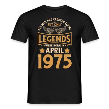 Anniversaire Les légendes sont nées en avril 1975 - T-shirt homme - noir - Devant - AI Model Male 178 light (178cm)