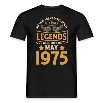 Anniversaire Les légendes sont nées en mai 1975 - T-shirt homme - noir - Devant - AI Model Male 178 light (178cm)