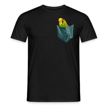 Budgerigar Chest Pocket Perruche Sac - T-shirt homme - noir - Devant - AI Model Male 178 light (178cm)