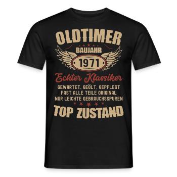 52. Geburtstag Mann Frau Geburtstagsgeschenk 1971 - Männer T-Shirt - Schwarz - Vorne - AI Model Male 178 light (178cm)