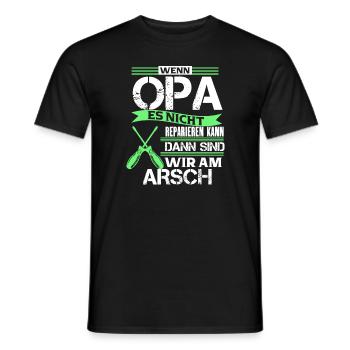 Wenn es Opa nicht reparieren kann lustig Spruch - Männer T-Shirt - Schwarz - Vorne - AI Model Male 178 light (178cm)