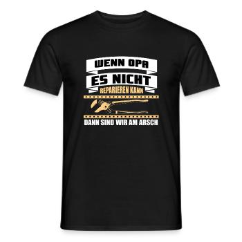 Wenn es Opa nicht reparieren kann lustig Spruch - Männer T-Shirt - Schwarz - Vorne - AI Model Male 178 light (178cm)