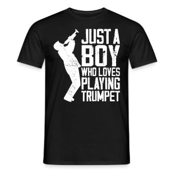 Trumpet Player Vintage Just A Boy - Männer T-Shirt - Schwarz - Vorne - AI Model Male 178 light (178cm)