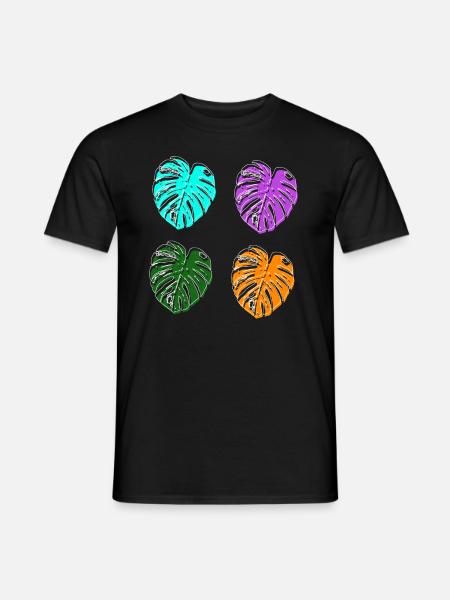 monstera colorful retro colors - Men's T-Shirt - black