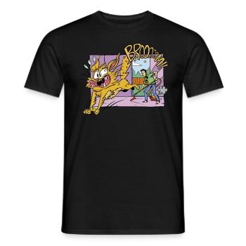 Aspirateur de chat Drôle Humour Bande Dessinée Dessin Animé - T-shirt homme - noir - Devant - AI Model Male 178 light (178cm)