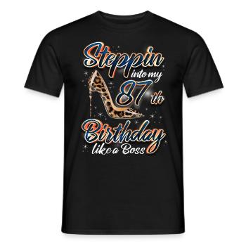 Steppin Into My 87th Birthday 87. Geburtstags - Men's T-Shirt - black - Front - AI Model Male 178 light (178cm)