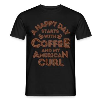 American Curl Cat Café Café - T-shirt homme - noir - Devant - AI Model Male 178 light (178cm)