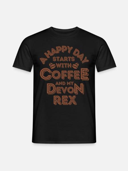 Devon Rex Cat Coffee Cafe - Men's T-Shirt - black
