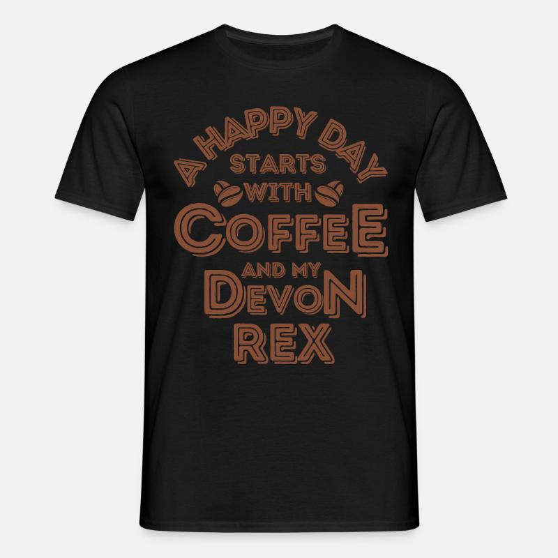 Devon Rex Cat Coffee Cafe - Men's T-Shirt - black