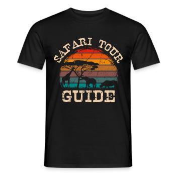 Vintage Safari Tour Guide Family Holiday Trip - Men's T-Shirt - black - Front - AI Model Male 178 light (178cm)